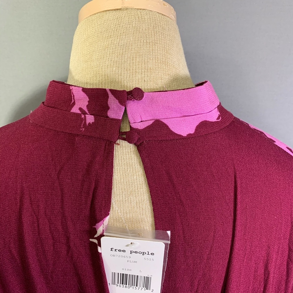 Free People Say You Love Me Floral Keyhole Top Lg - Picture 8 of 8